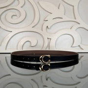 Leather Belt with Gold Buckle