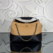 CHANEL - Beige & Black Bucket Bag