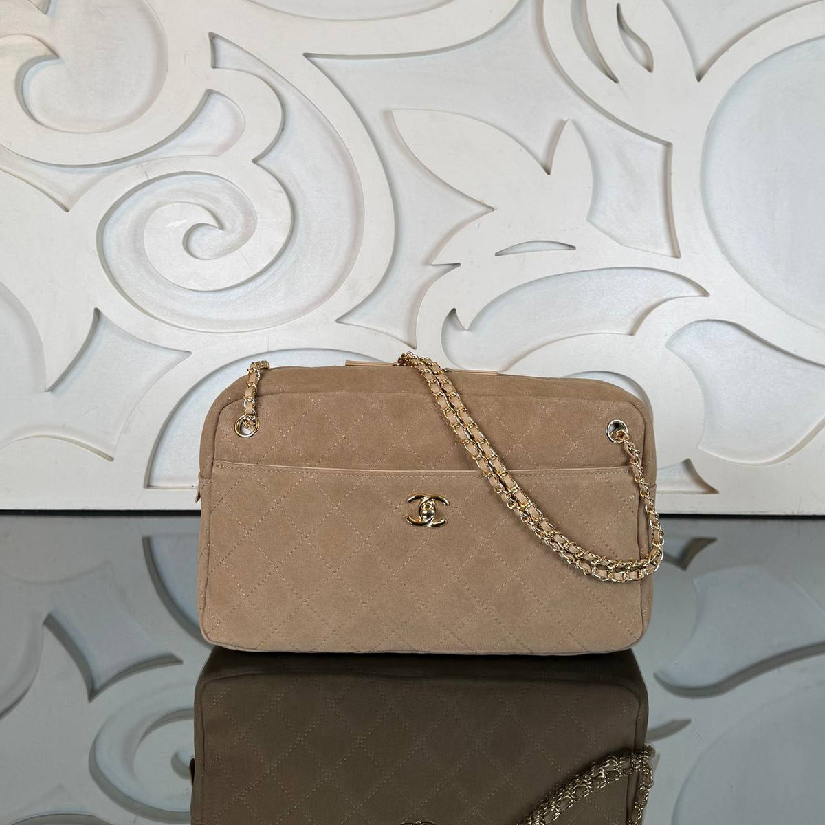 CHANEL - Beige Chain Shoulder Bag