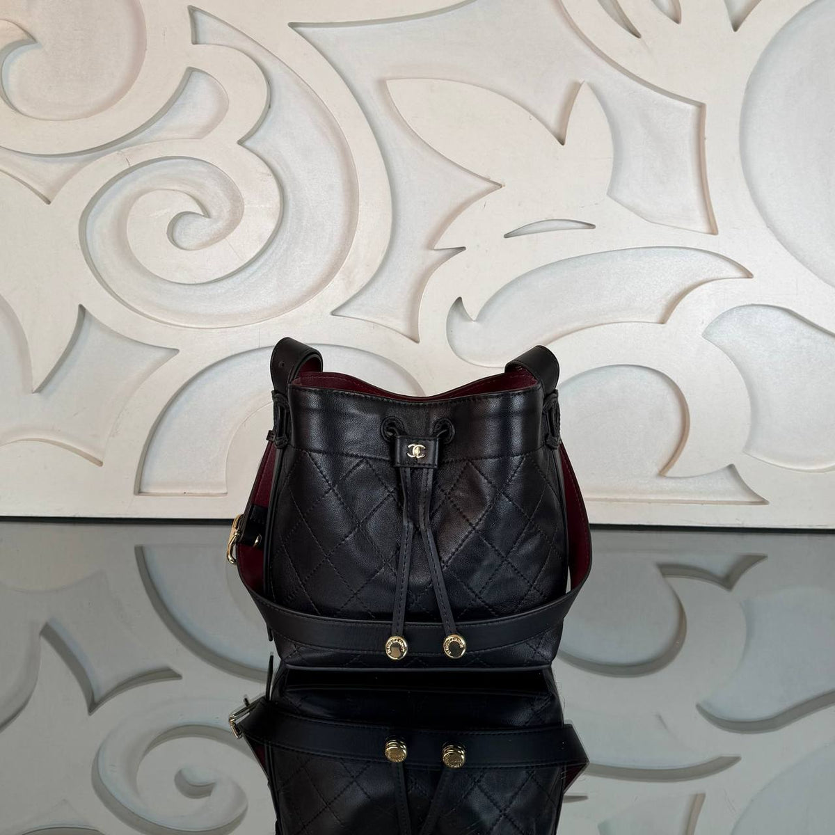 PRADA - Black Leather Bucket Bag