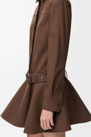 BURBERRY — Brown Shirt Dress