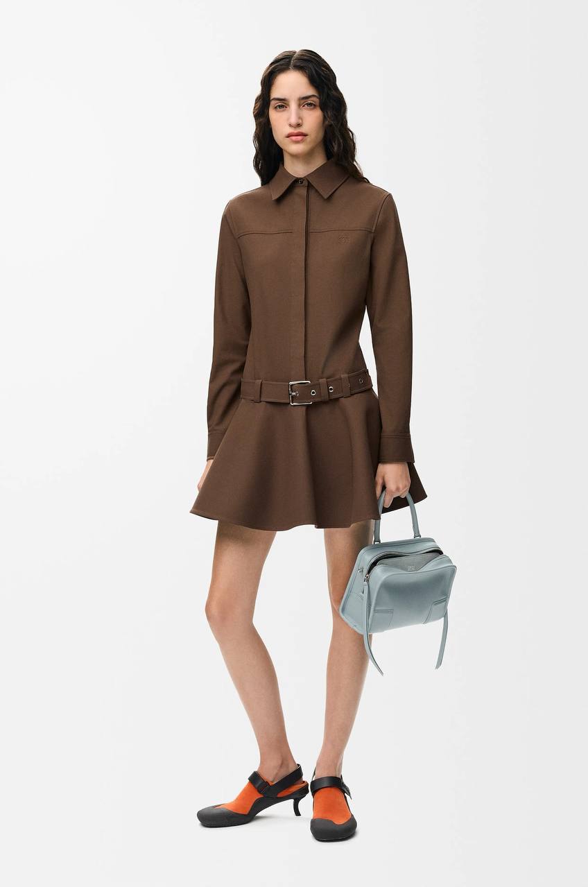 BURBERRY — Brown Shirt Dress