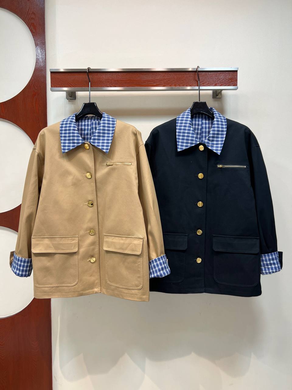 BURBERRY — Check-Collar Utility Jacket