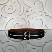 Leather Belt with Gold Buckle