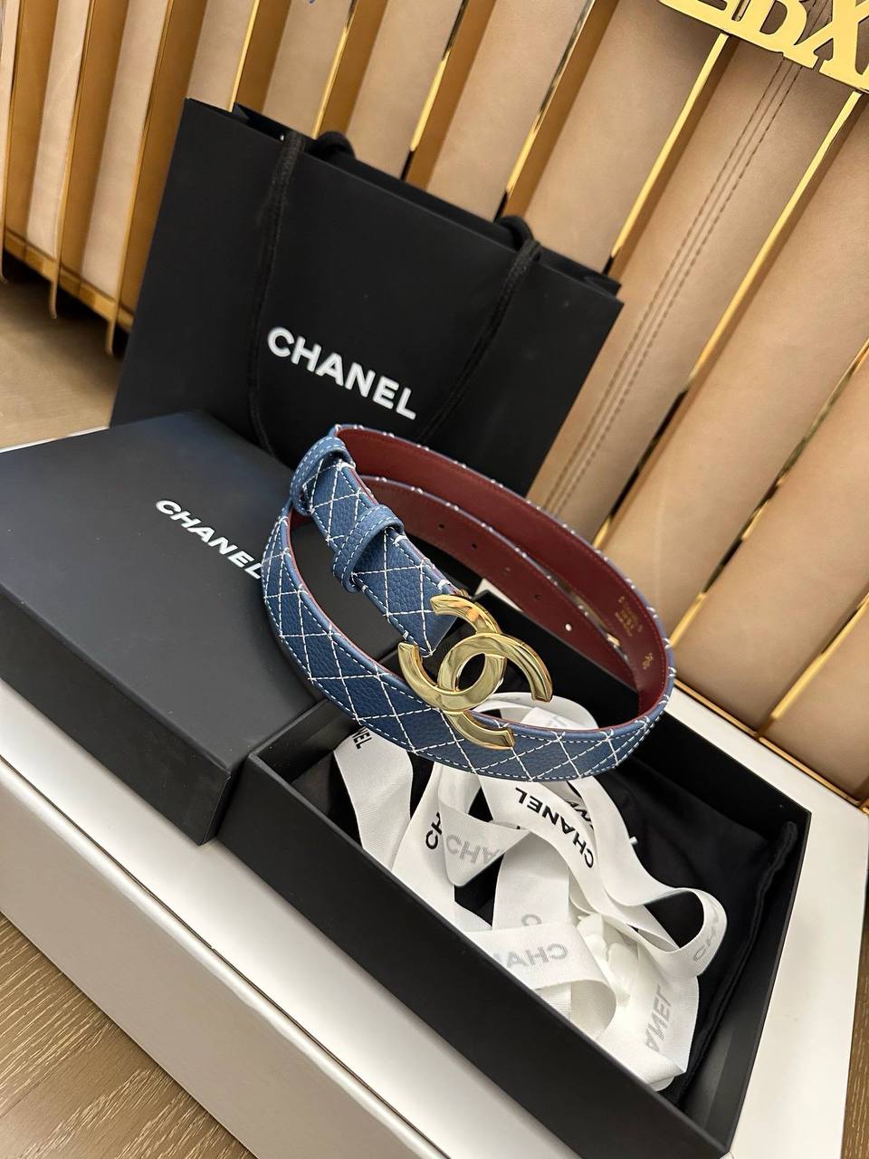 CHANEL - CC Logo Leather Belt