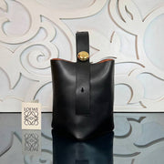 Loewe Black Leather Bucket Bag