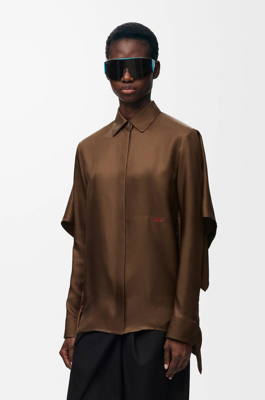 Women's Brown Draped Blouse