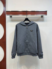 PRADA — Grey Logo Hoodie