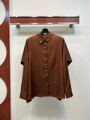 Women's Brown Draped Blouse