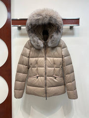MONCLER — Fur-Trimmed Down Jacket