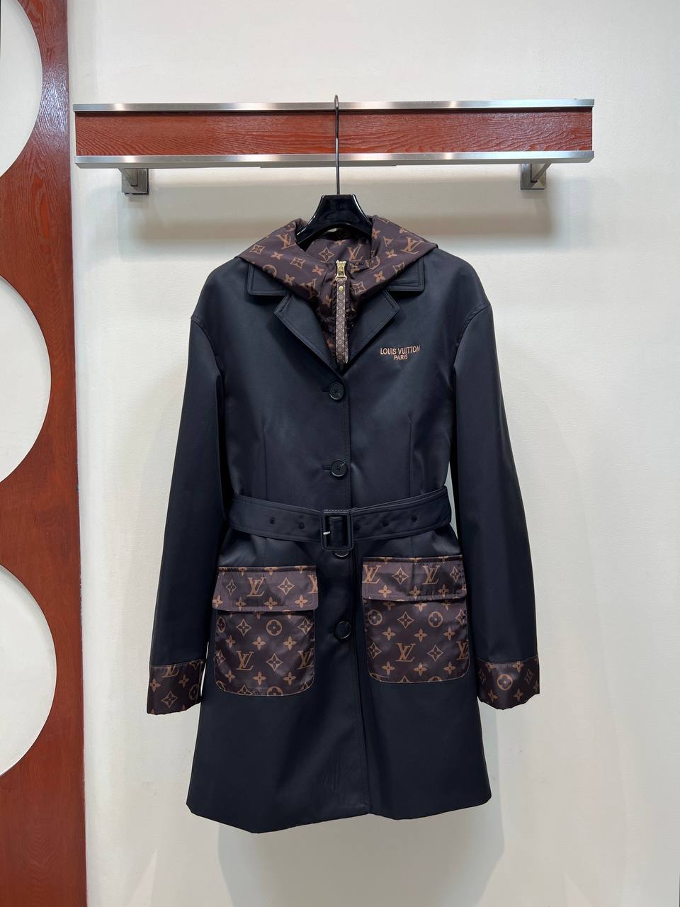LOUIS VUITTON — Monogram Hooded Coat