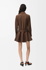 BURBERRY — Brown Shirt Dress