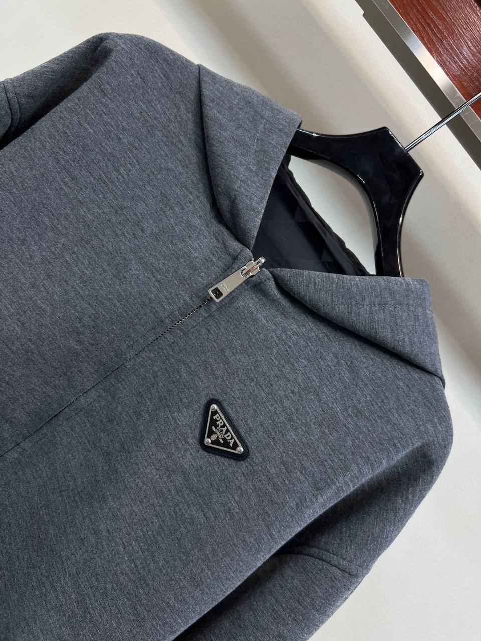 PRADA — Grey Logo Hoodie