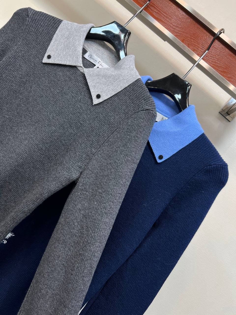 DIOR — Contrast-Collar Knit Sweater
