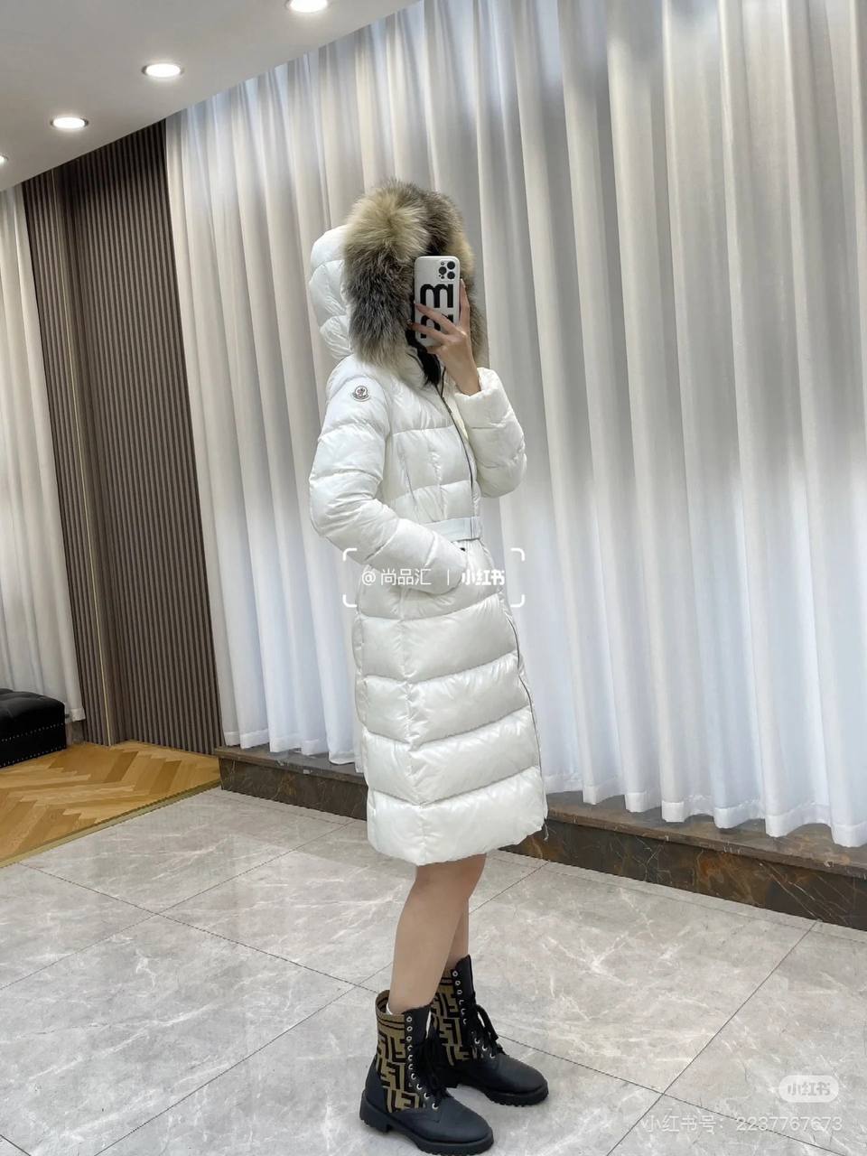 MONCLER — Long Hooded Down Coat